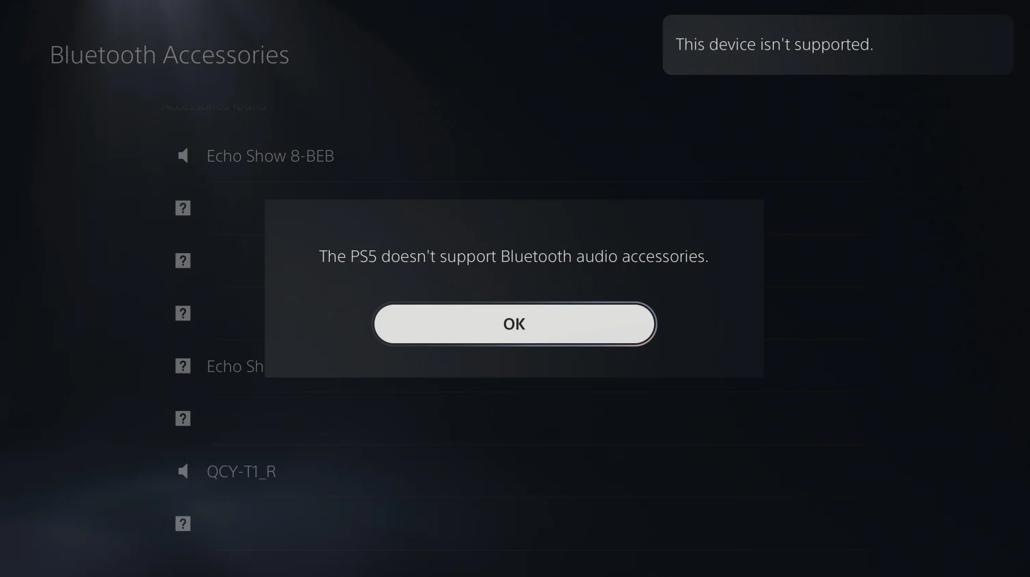 PS5目前不支持蓝牙音频设备 索尼自家耳机也不行